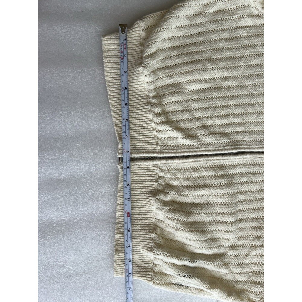 Women’s L Rag & Bone Adrienne Open Knit ivory Zip Hoodie Minimalist Fisherman - Picture 6 of 16